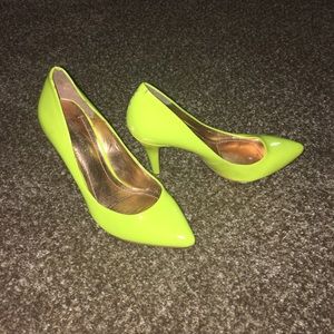 Neon yellow stilettos